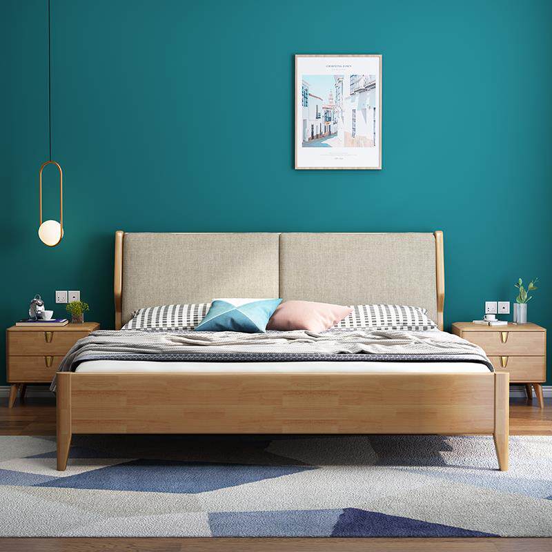 掌上明珠北欧日式实木床现代简约1.8米1.5米单人双人床软靠主卧收
