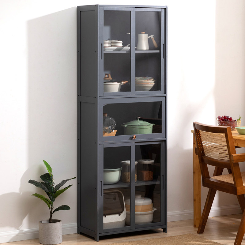 厨房置物架多层收纳架微波炉储物柜子落地调味料餐碟家.用碗柜锅