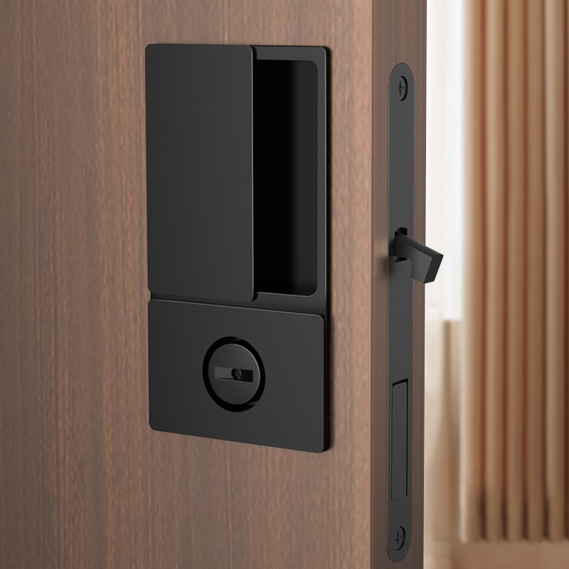 极简隐形门锁室内房间无把手移门幽灵门静L音锁阳台钩锁口袋门锁