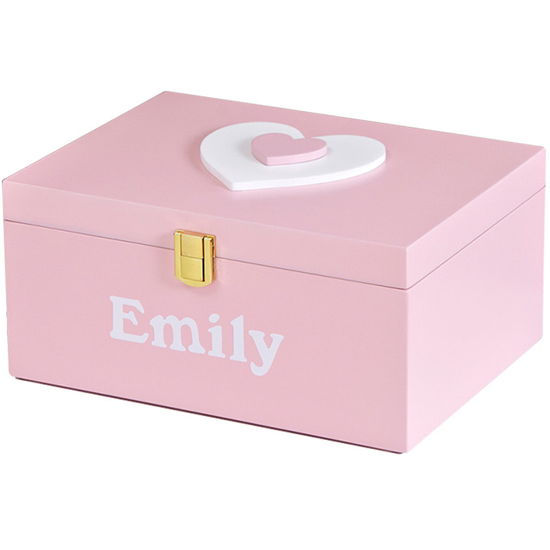化妆盒有盖木收纳盒粉p色爱心儿童少女首饰盒整理储物储物盒装饰,收纳整理,桌面收纳盒,淘宝优惠券,粉丝福利购,淘宝优惠卷