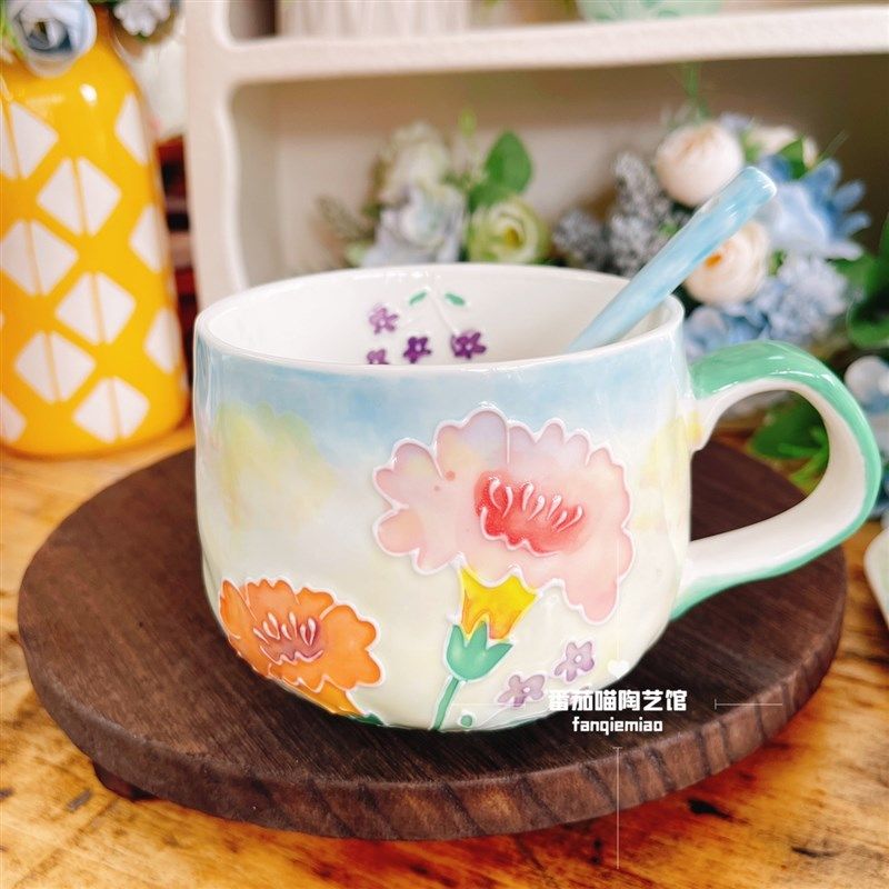 F67濑户烧新款陶瓷家用饭盘深盘D米饭碗面碗牛排盘牵牛花早餐杯勺,餐饮具,盘,淘宝优惠券,粉丝福利购,淘宝优惠卷