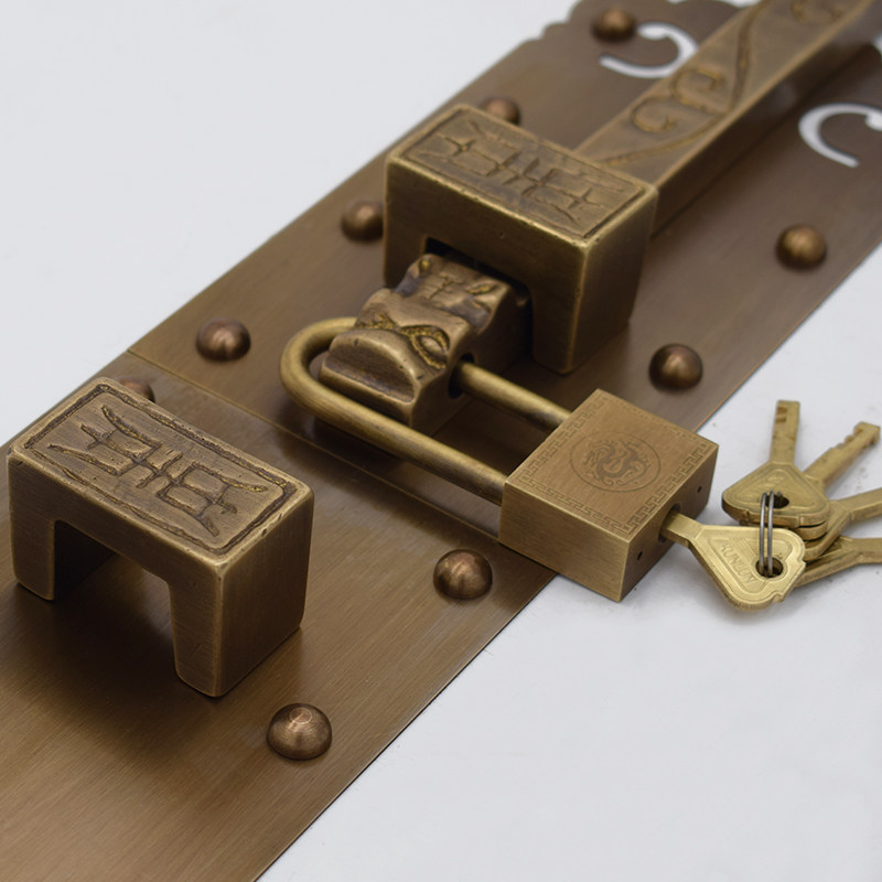 中式纯铜门栓插销铜门锁s庭院古铜门锁插栓挂锁加厚老式木门大门,基础建材,明插销,淘宝优惠券,粉丝福利购,淘宝优惠卷