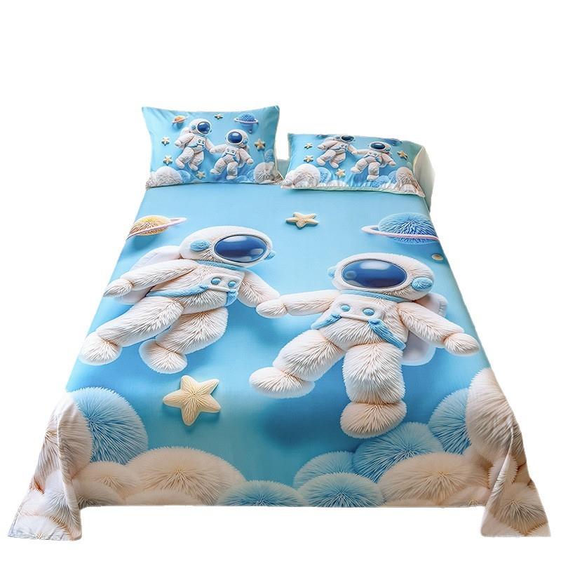 22套5新zly-5ddb款5D毛磨床单单0件可机洗卡通风印花床上三件宿舍