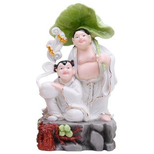 德化陶瓷和合摆件卧室婚房摆设陶瓷白瓷娃娃结婚礼品家居中式摆设