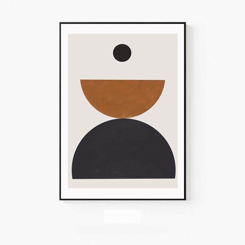 现代简约餐厅挂画北欧风格抽象几何图形黑白灰客厅背景墙装饰画