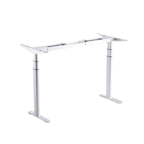 白色椭圆电动升降桌三节双电机电动升降桌腿办公学习电竞桌电动桌