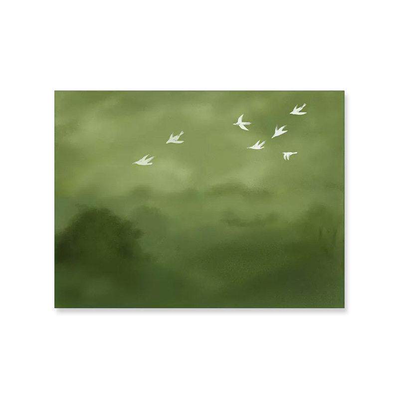 《雁南飞》法式中古风客厅装饰画春天绿色风景卧室挂画级感壁画