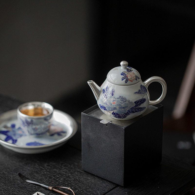 国潮文创鎏银泡茶壶家用一人精致茶具茶壶功夫茶具伴手礼