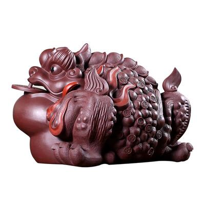 宜兴大号茶宠摆件可养原矿紫泥茶具纯手工紫砂31158三足金蟾