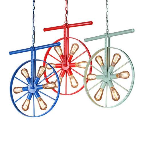 loft复古工业风吊灯创意个性餐厅酒吧台美式网咖服装店铁艺车轮灯