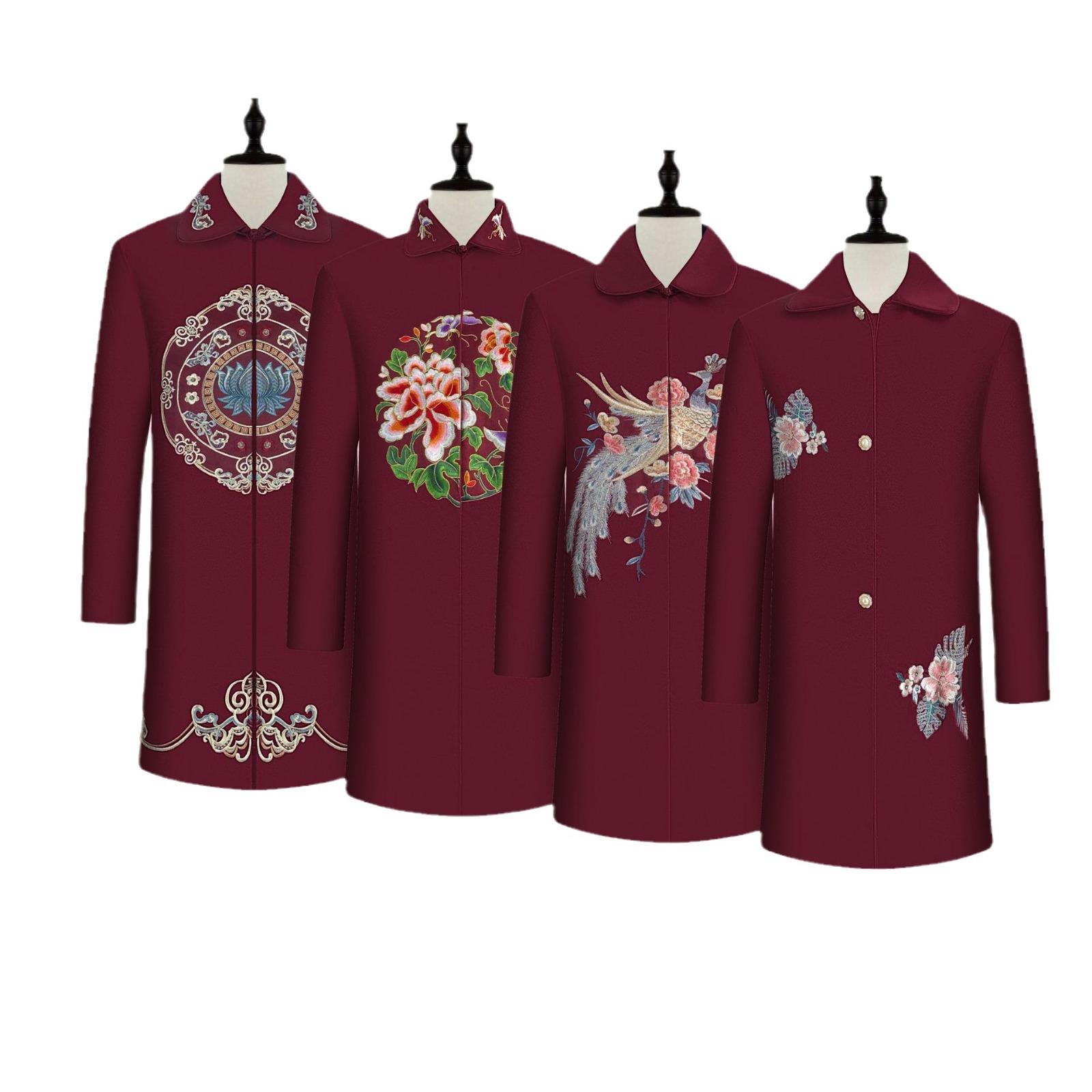 寿衣女新款现代装七件套全套毛呢料老人寿服冲喜殡葬用品唐