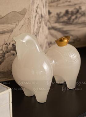 高端会所办公室陈列摆放工艺品酒店软装饰品茶室新中式摆件