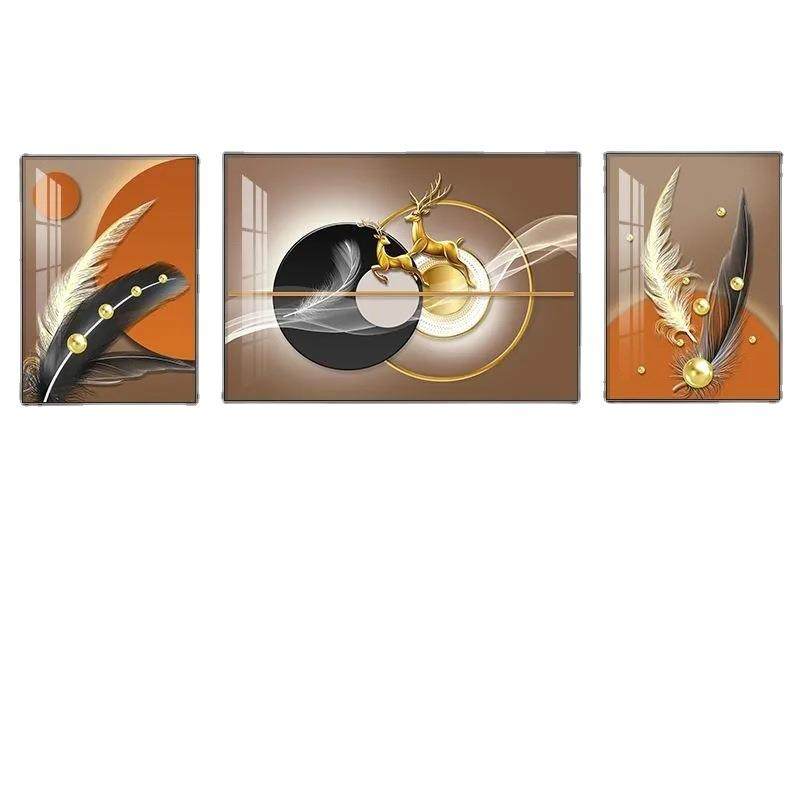 抽象装饰画北欧客厅玄关晶瓷画沙发背景墙三联组合样板间壁画,家居饰品,现代装饰画,淘宝优惠券,粉丝福利购,淘宝优惠卷