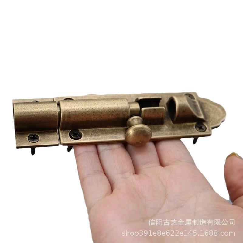 纯中式古仿黄铜插销大门院扣庭门栓家用窗户木门门锁天地扣锁搭扣