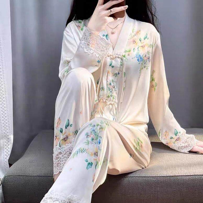 2024新款中式薄盘扣睡衣女