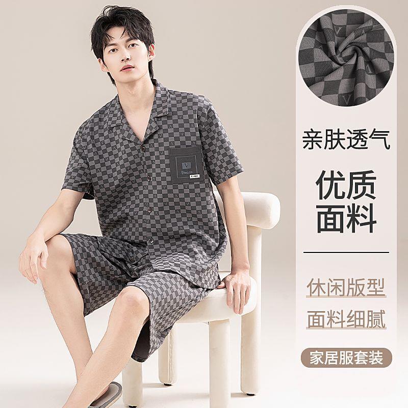 夏季睡衣男纯棉短袖裤薄款