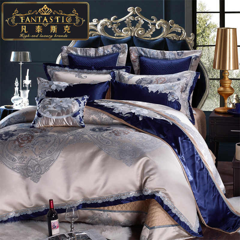 高端结婚庆床单四件套床上用品欧式刺绣贡缎提花别墅婚房被套,床上用品,婚庆床品套件,淘宝优惠券,粉丝福利购,淘宝优惠卷