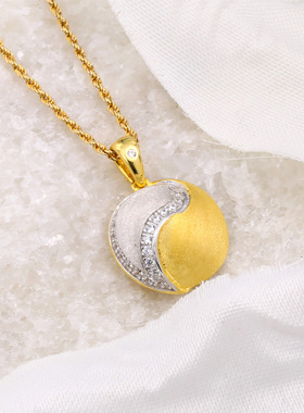 直播热销圆形拉丝项链新款阴阳双