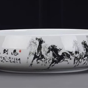 复古茶室果皮茶渣废水垃圾收纳缸 陶瓷烟灰缸大号超大特大家用中式