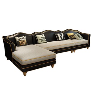 欧式 新款 小户型后 转角沙发皮布组合 简约客厅贵 直销美式