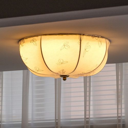 由灯记法式复古吸顶灯美式主卧室餐厅灯具入户玄关阳台布艺花纹灯