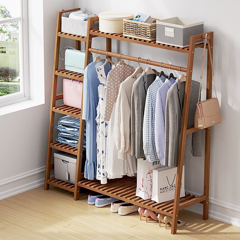 衣架衣帽架家用卧室简易顶天立地实木落地衣柜收纳小挂衣子置新品