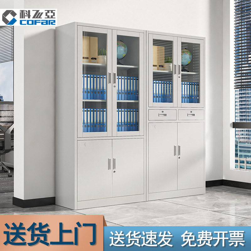 科飞亚钢制文件柜铁皮柜门资料柜锁收纳矮档案柜抽屉式储物更衣柜