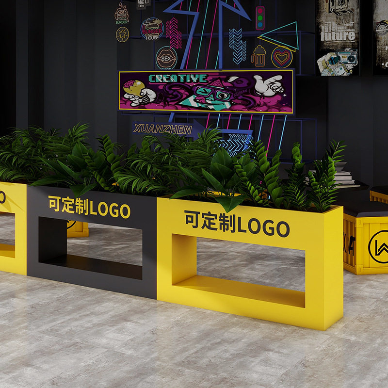 工业风户外花箱组合铁艺花架阳台家用创意网红办公室隔断围栏花槽