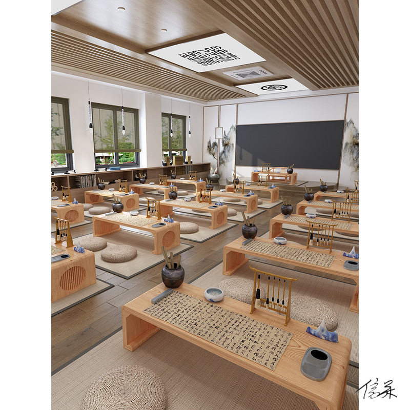 实木国学双人围棋练字桌