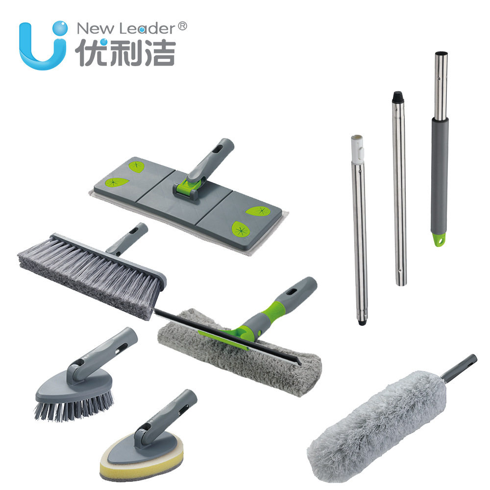 新款多功能7件套家用清洁套装扫把擦窗刷组合不锈钢伸缩杆批发