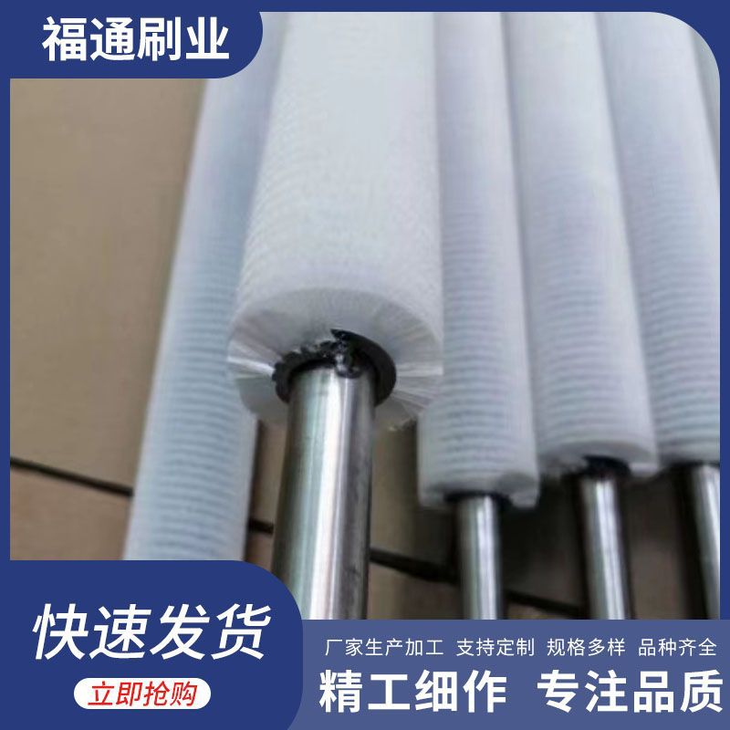 生产定 做工业除尘清洗机毛刷辊 蔬果去皮清洗毛刷辊 金属轴毛刷