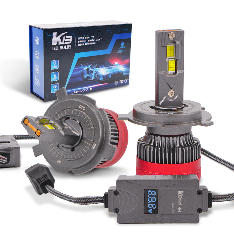 汽车LED大灯灯泡H7H11改装120W超亮双铜管H4远近一体数显白光车灯