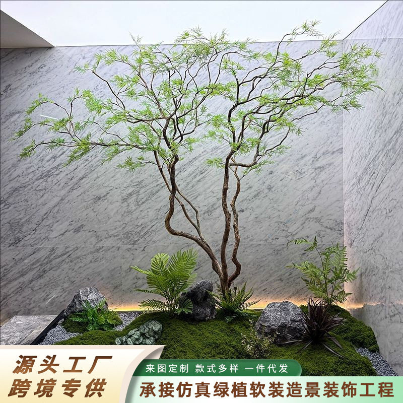 高端仿真羽毛枫叶树马醉木室内假树绿植造景橱窗装饰大型榕树枫树