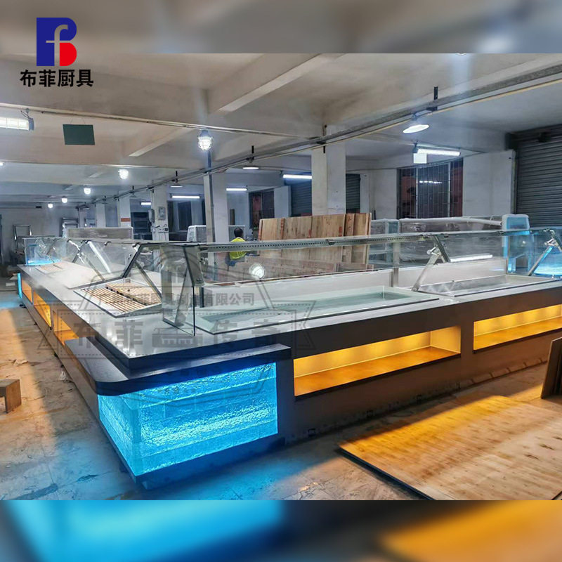 厂家设计定制酒店餐饮出口美国布菲台发光水热保温制冷碗碟仓餐台