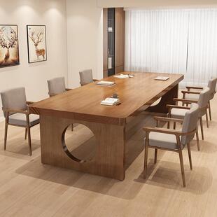 北欧实木书桌小户型民宿长条学习桌家用客厅多功能大板书桌椅组合