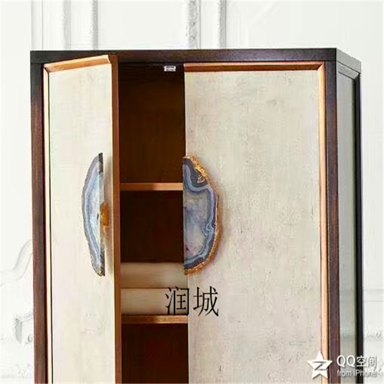 北欧轻奢黄铜玛瑙纹双开门把手