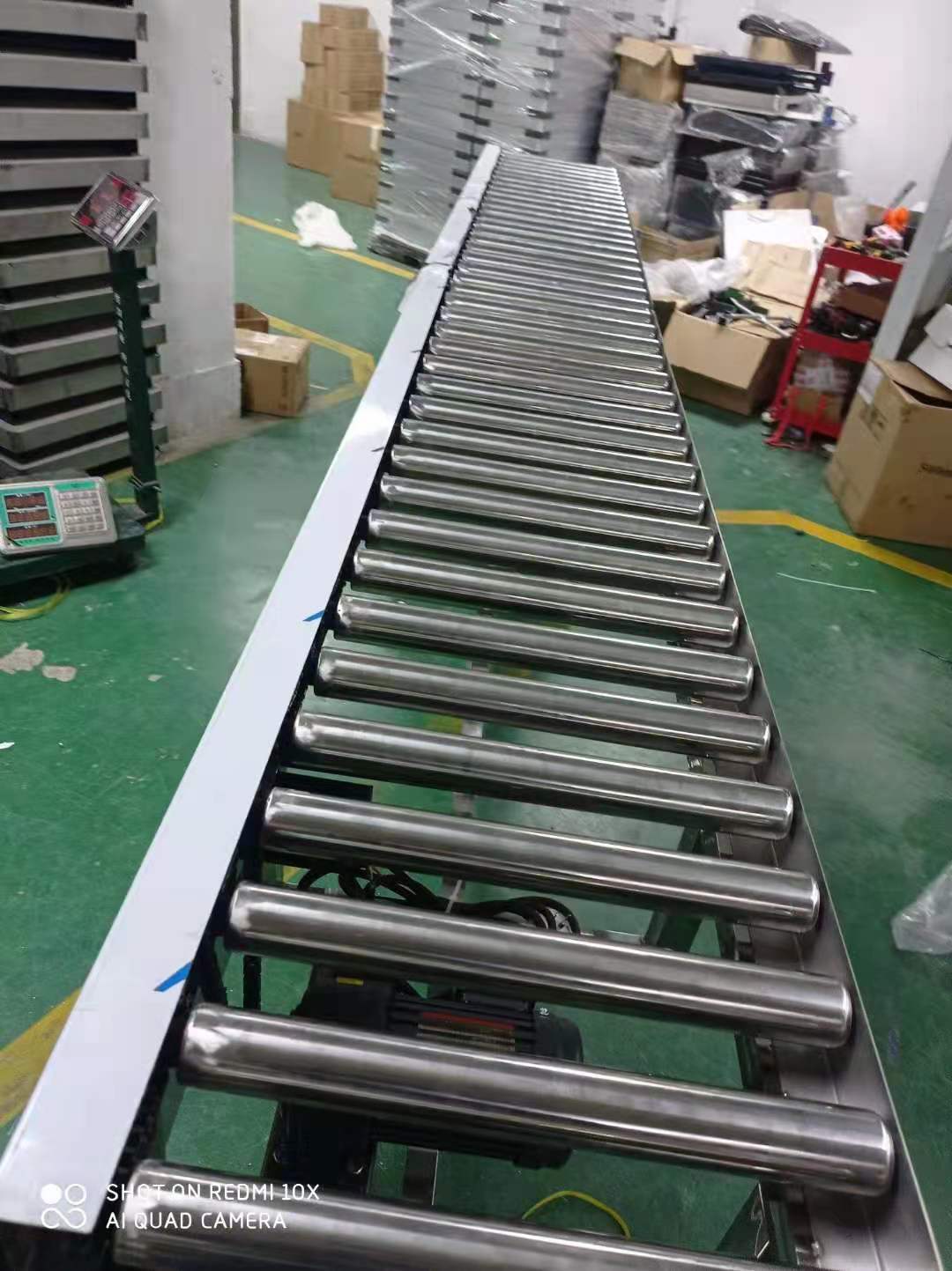 食品厂不锈钢动力滚轴秤工厂包装检重可设定超重自动暂停滚筒秤