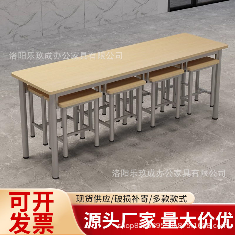 食堂餐桌椅组合学校工厂餐厅员工4人6人8人饭堂餐桌挂凳快餐桌椅