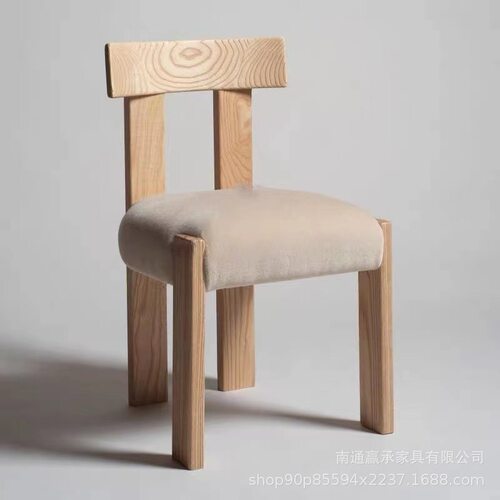 北欧设计复古实木餐椅现代简约家用靠背椅子轻奢民宿接待吧台椅