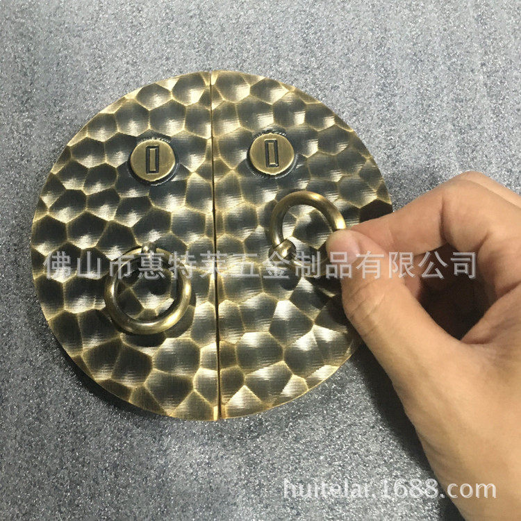 新中式仿古纯铜半圆拉环金色
