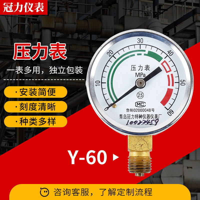 不锈钢耐震充油压力表Y60径向