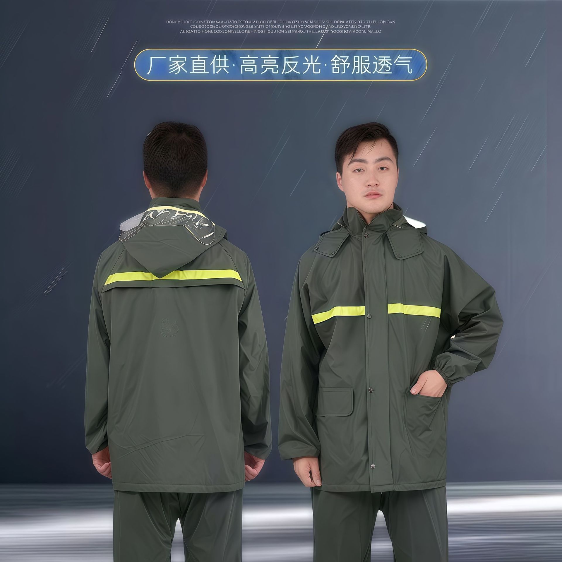 正品高档雨衣雨裤套装全身双层加厚男女成人反光分体雨衣裤刮不烂