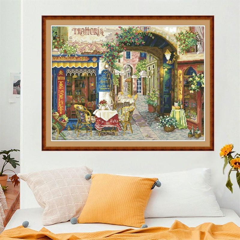 咖啡馆十字绣2023新款线绣客厅欧式浪漫餐厅房间手工自己绣满绣