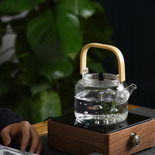 泡茶壶家用耐热电陶炉煮茶壶 竹把加厚透明玻璃提梁壶 烧水壶茶具