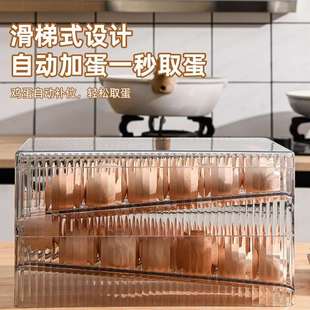 鸡蛋保鲜盒鸡蛋托 鸡蛋收纳盒家用厨房多层鸡蛋架大容量冰箱滚动式
