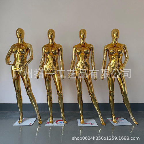 女服装模特Chrome mannequin 电镀金南美非洲大码大胸服装展示架