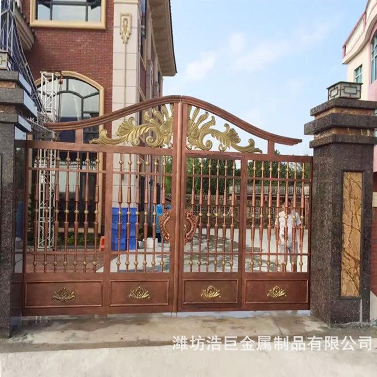 欧式铝艺大门别墅酒店时尚雕花复古风别墅小区花园防盗铝艺大门