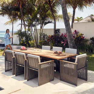 户外藤编阳台休闲院里花园防水防晒外摆桌椅组合柚木庭院露天藤椅