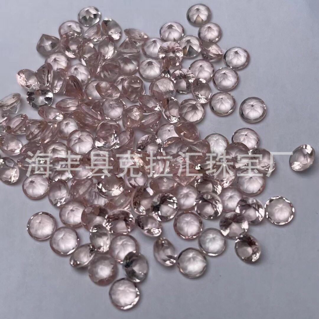 彩宝珠宝首饰品镶嵌厂粉色柱石天然无优化摩根石戒面裸石直销