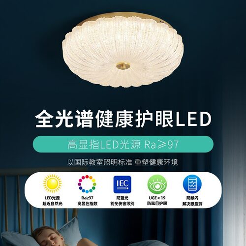 全铜轻奢主卧室吸顶灯简约后现代客厅餐厅灯2024年新款美式房间灯
